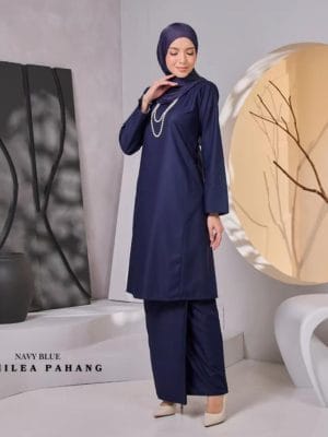 Kurung Pahang - Navy Blue