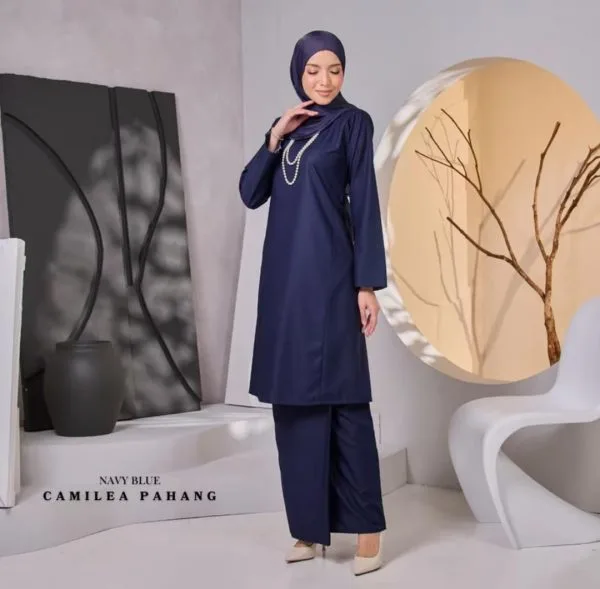 Kurung Pahang - Navy Blue